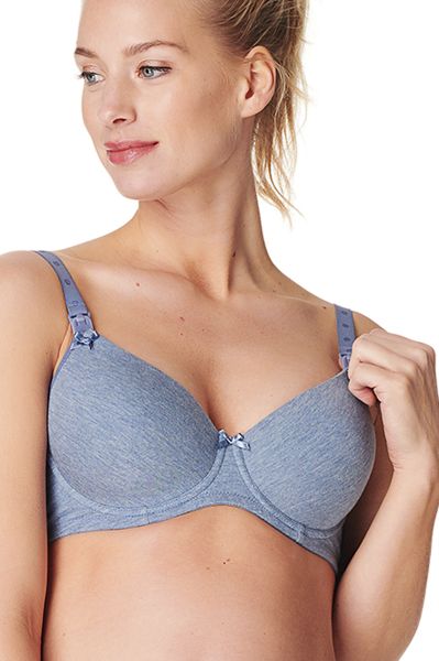 Cotton Nursing Bra with Form Cups and Bow blue