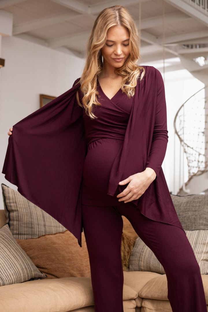 Maternity and Nursing Homewear 3 Pcs-Set bordeaux