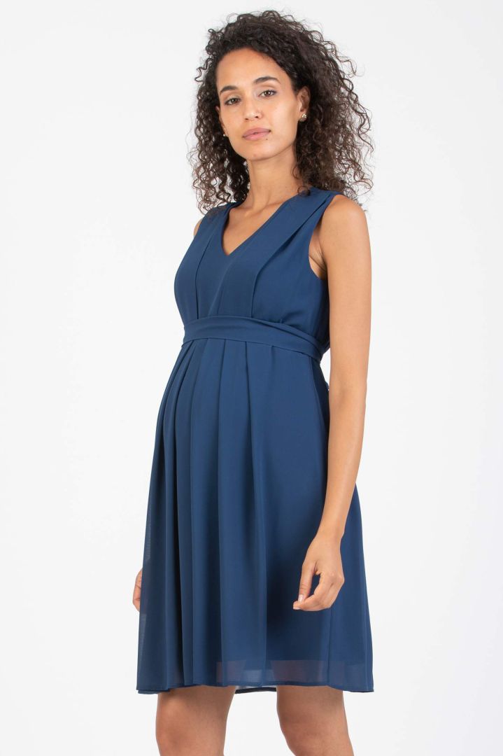 Chiffon Maternity and Nursing Dress blue