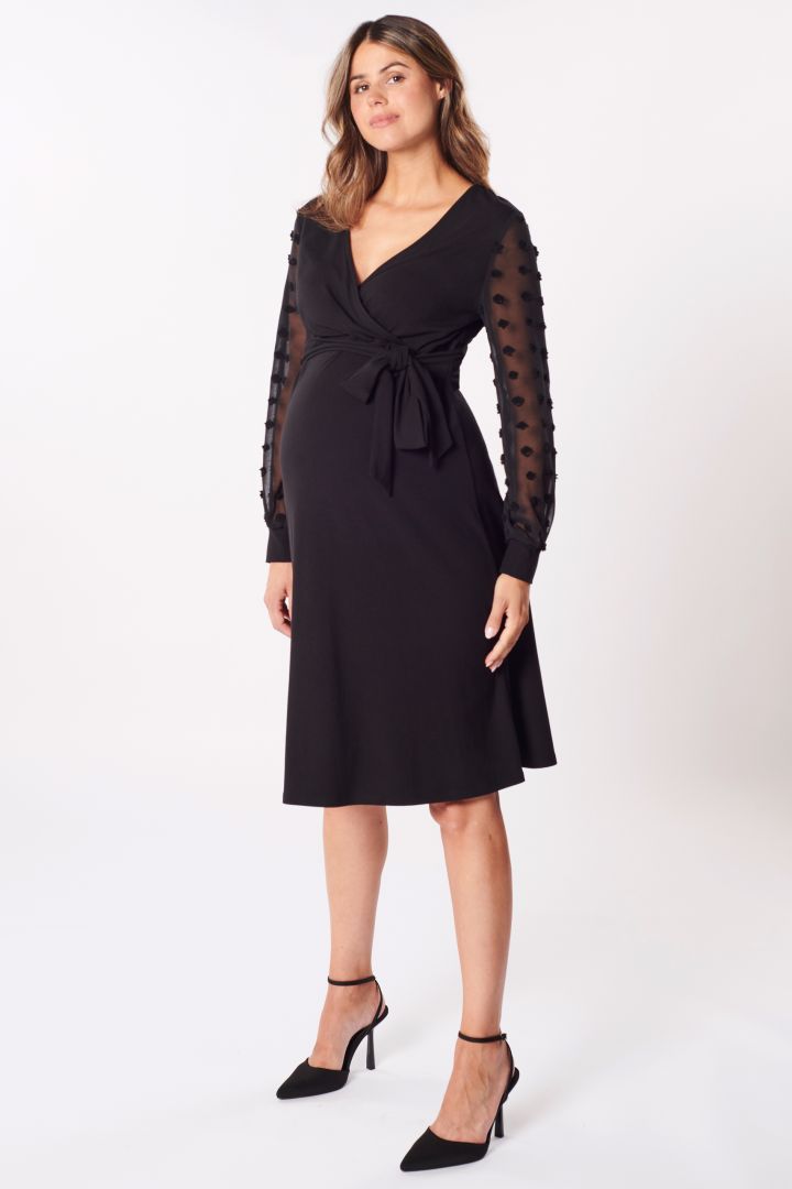 A-line Maternity and Nursing Dress with Chiffon Sleeves