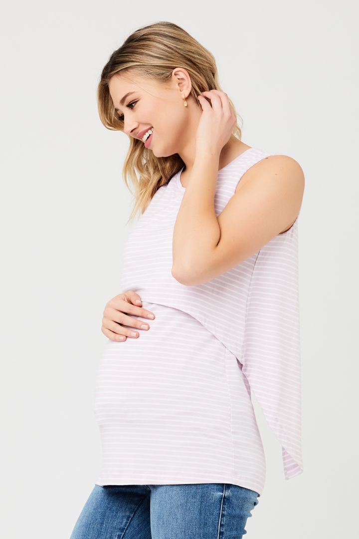 Double-Layered Maternity and Nursing Top white/lilac