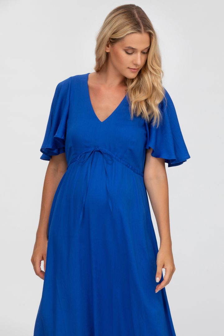 Festive Maternity Dress with Wingsleeves royal blue