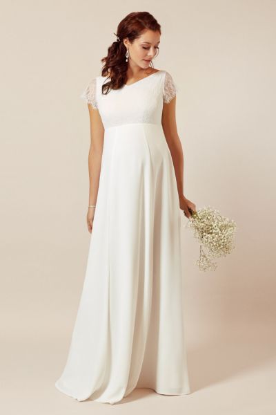 Maternity Bridal Dress with Lace Top, Long