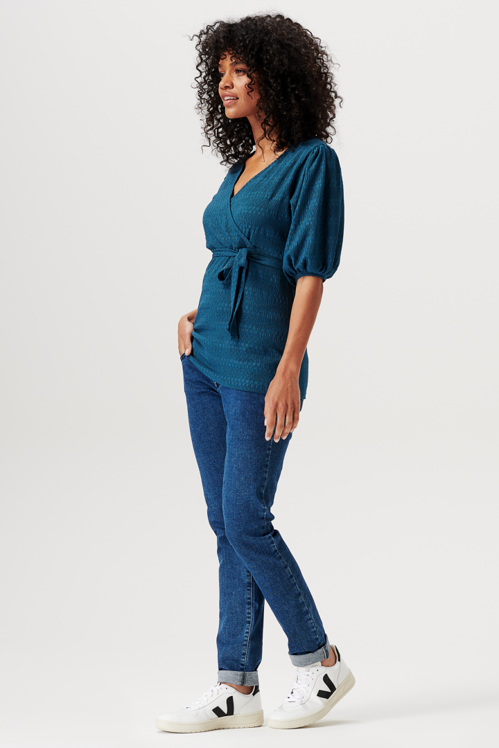 Maternity and Nursing Shirt with Puffed Sleeves