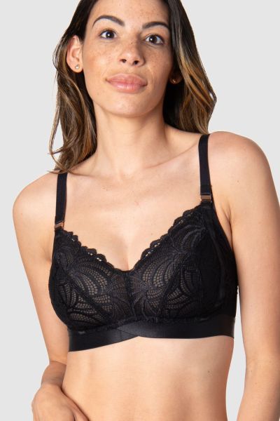 Soft Cup Maternity and Nursing Bra with Lace black