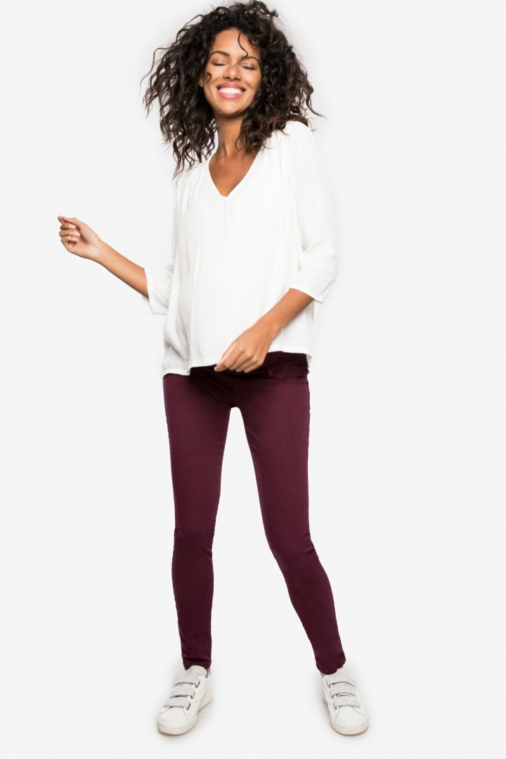 Slim Fit Maternity Trousers with Seamless Band bordeaux