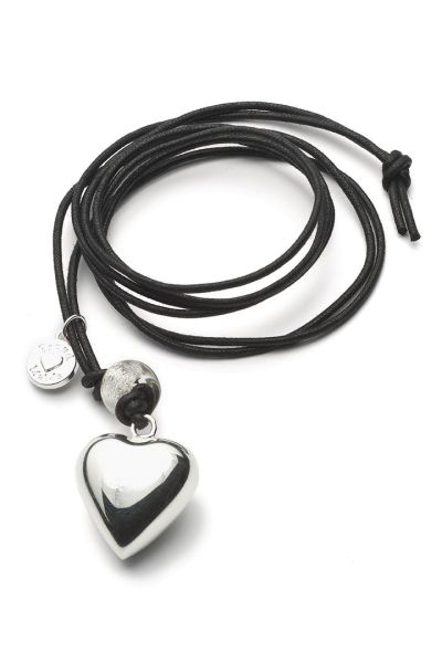Bola Ringing Chain Heart Silver with Black Band