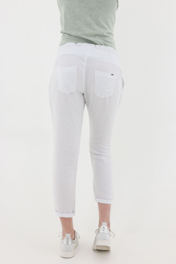 7/8 Linen Maternity Trousers white