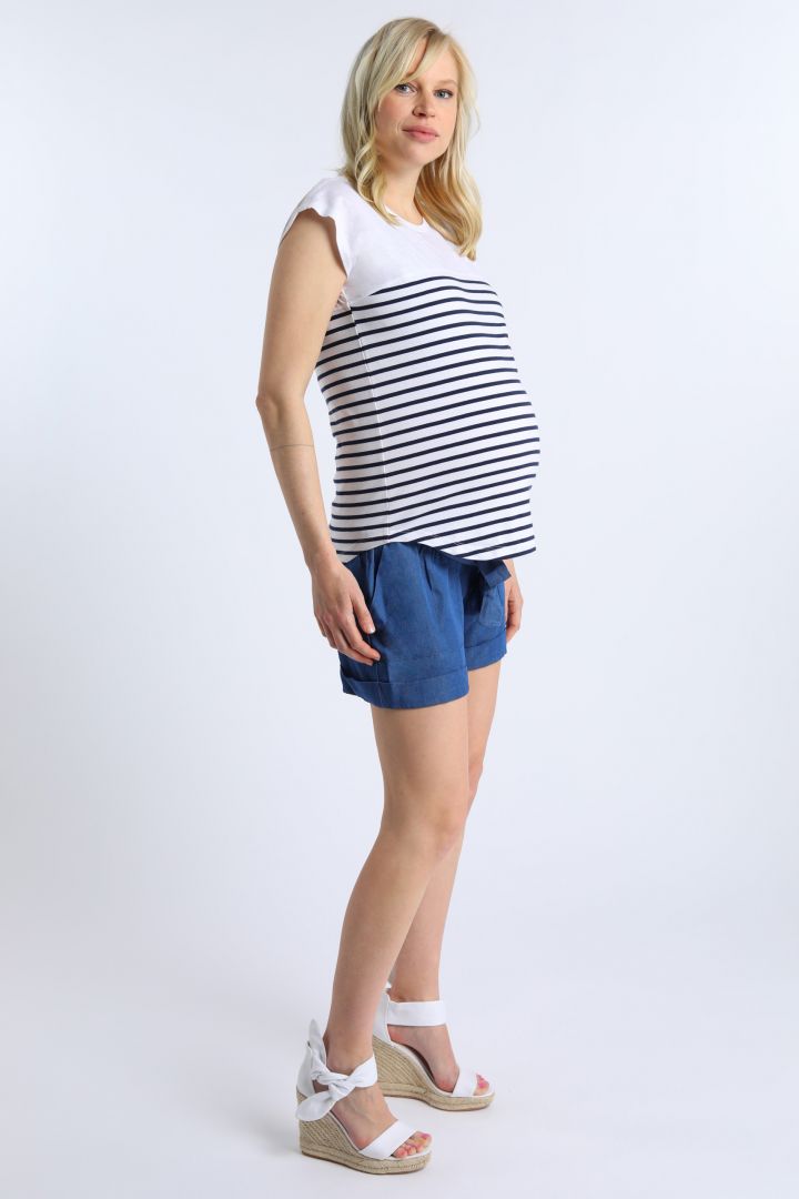 Maternity Shorts with Tie Belt