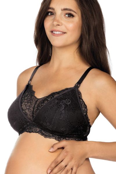 Maternity and Nursing Bra with Lace black