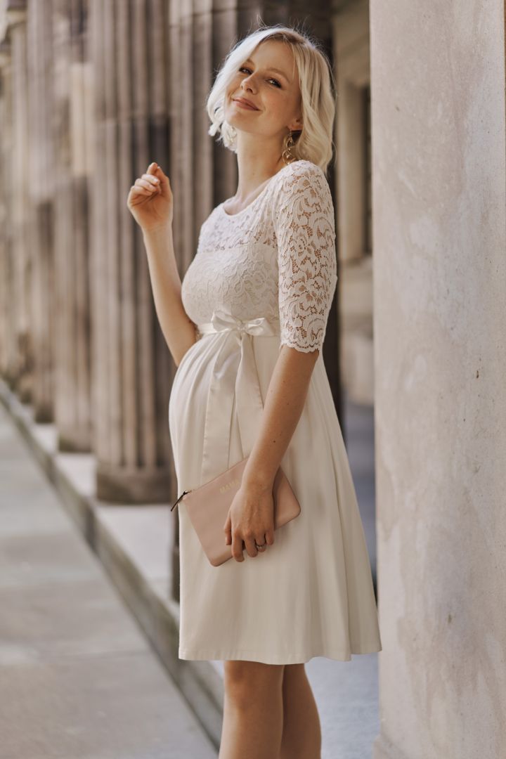 Maternity Wedding Dress in A-Line with Back Cut-Out