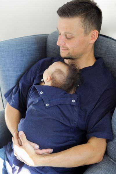 Papa Organic Skin To Skin Baby Bonding Shirt navy