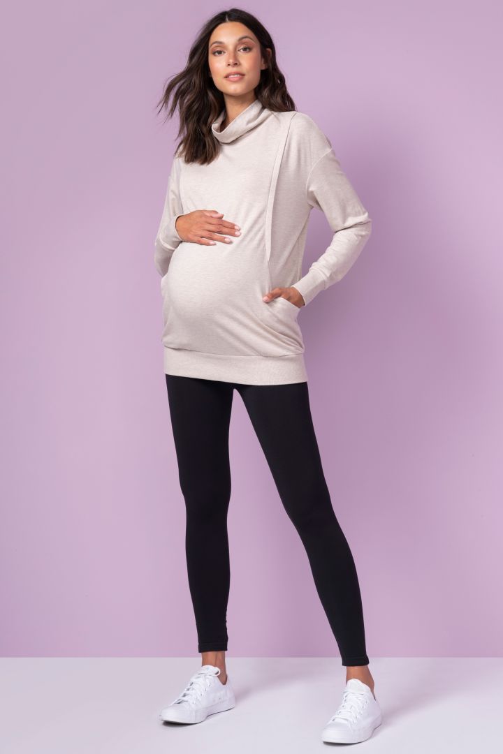 Maternity and Nursing Jumper with Funnel Collar