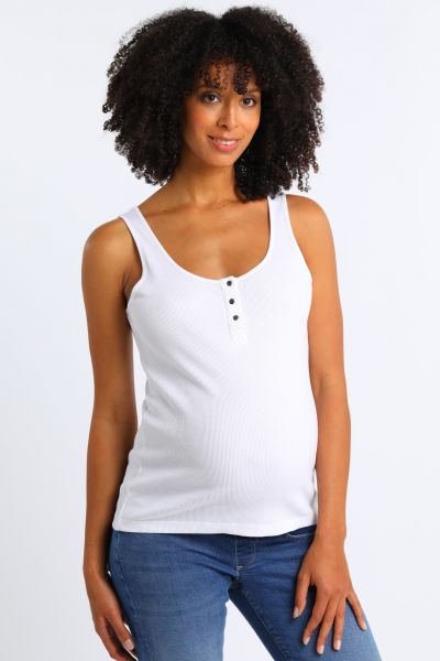 Organic Maternity and Nursing Top with Button Front white