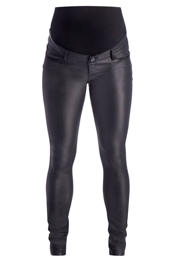 Maternity trousers in leather style black