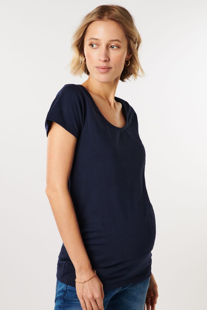 Organic Maternity Shirt with Back Detail navy