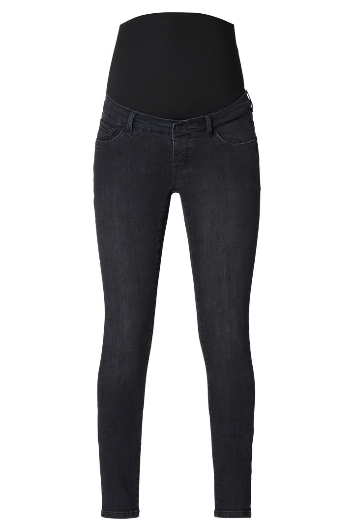 Skinny Maternity Jeans with Overbelly Waistband dark grey