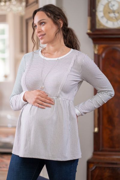 Maternity and Nursing Tunic with Stripes
