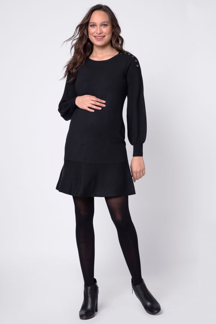 Maternity Knit Dress with Nursing Opening black