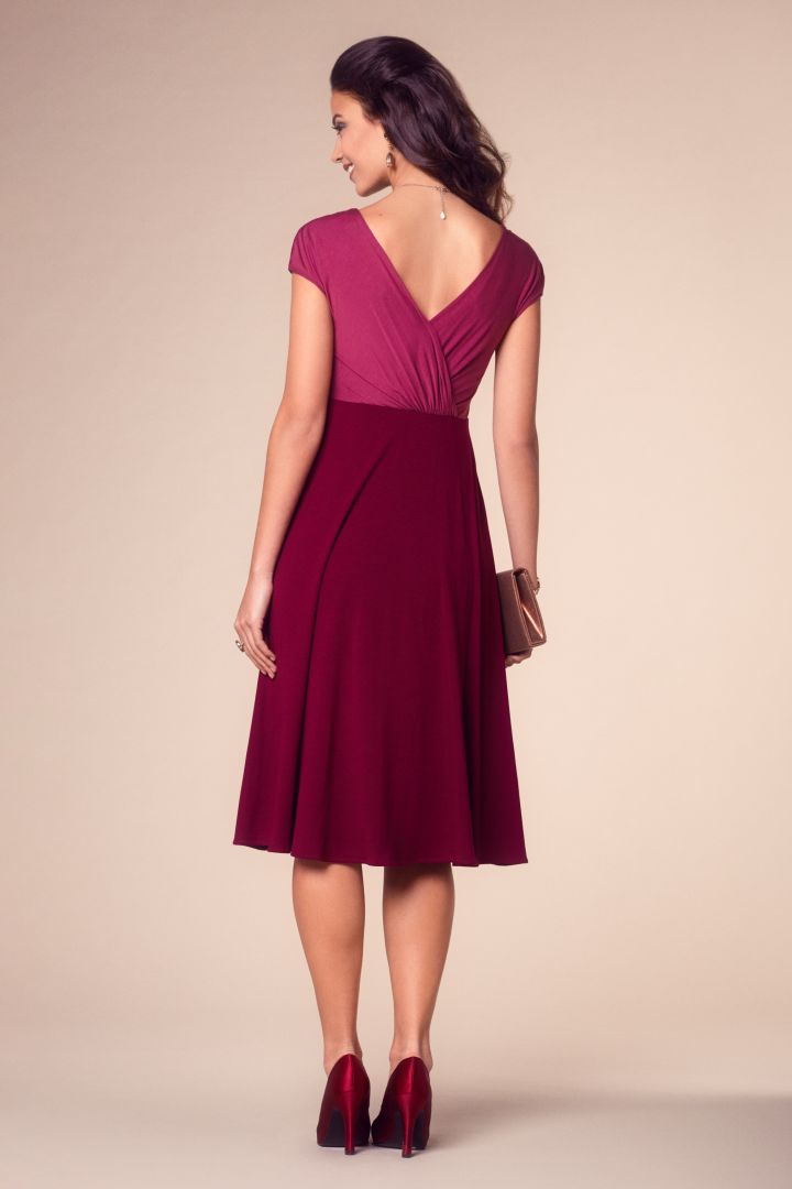 Maternity Dress with Cache Coeur Neckline berry