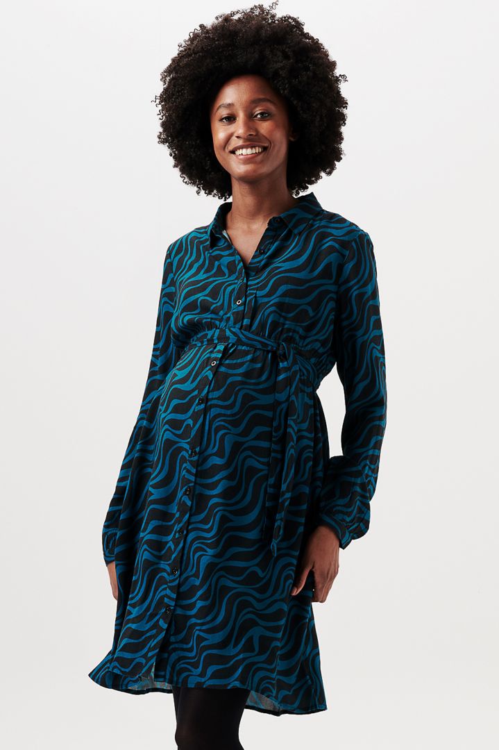 Umstands- und Still-Hemdblusenkleid mit Print
