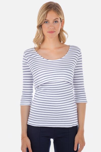 Ribbed Maternity and Nursing Shirt striped