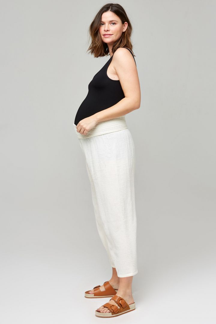 Organic Musselin Umstands-Culotte off-white