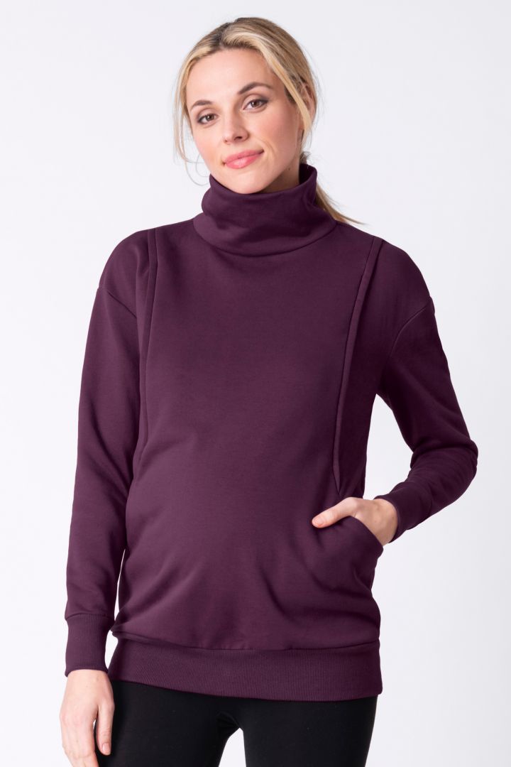 Umstands-und Still-Sweater mit Trichterkragen bordeaux
