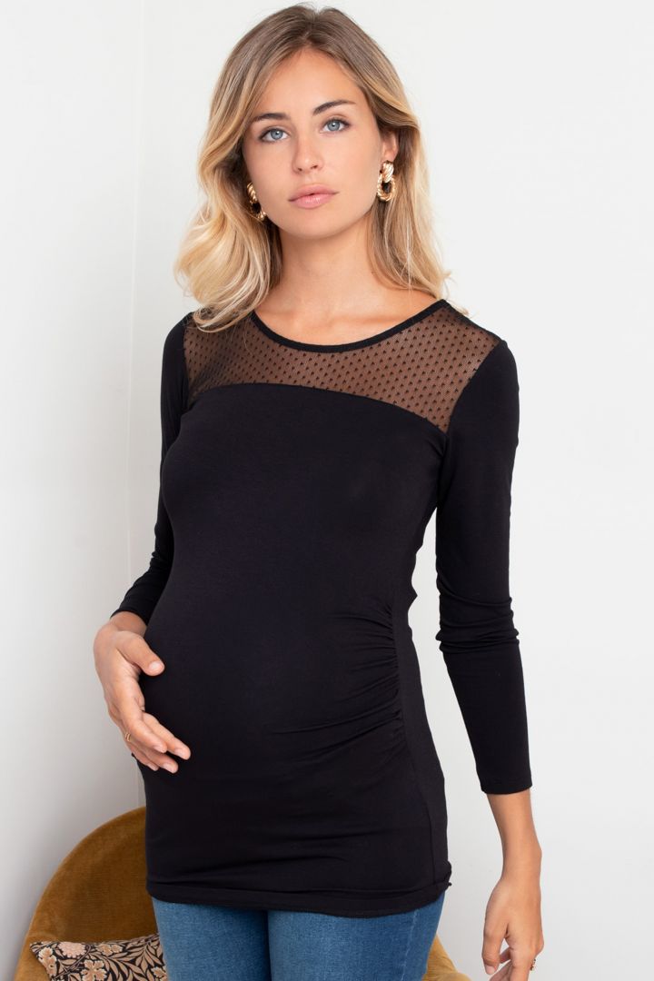 Maternity Shirt with Plumetis Lace