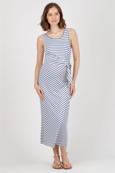 Striped tank Maternity dress with knot detail