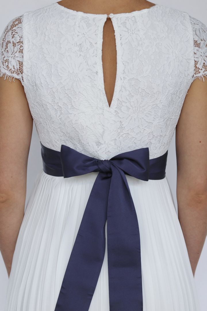 Wedding Dress sash with floral Rhinestones navy