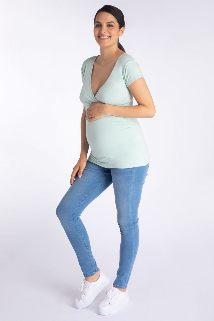 Eco Viscose Cross-Over Maternity and Nursing Shirt mint