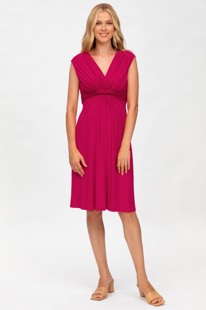 Maternity and Nursing Dress with Knot Detail berry