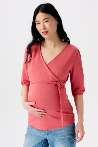 Ecovero Maternity and Nursing Shirt To Tie coral