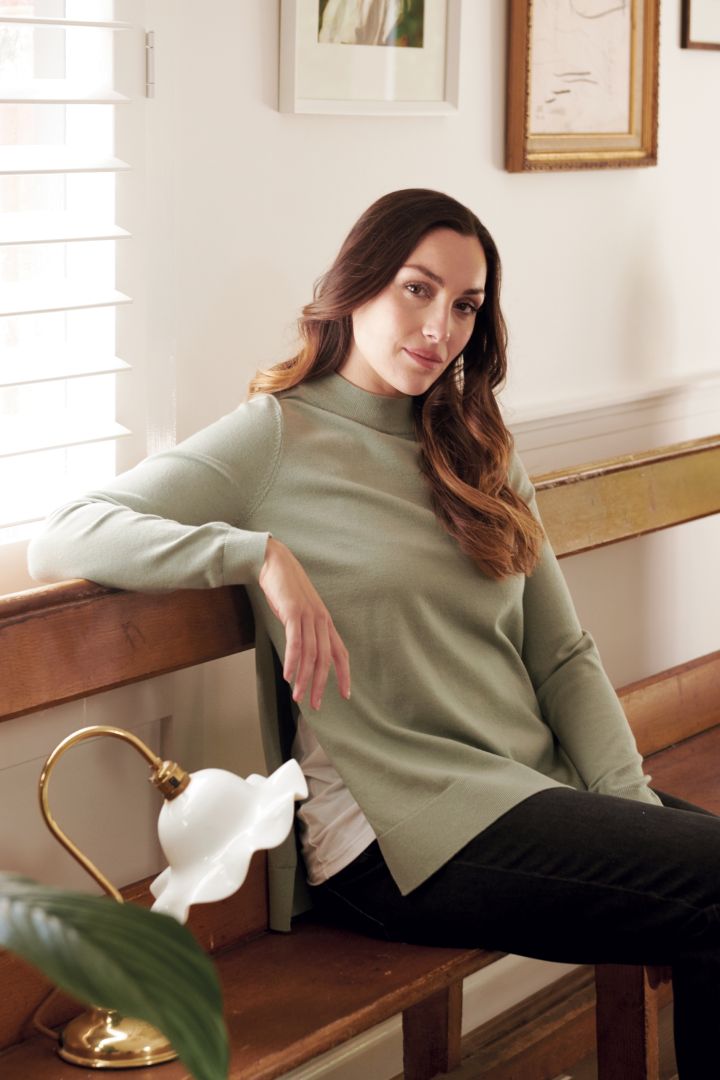 Fine Knit Maternity and Nursing Sweater sage