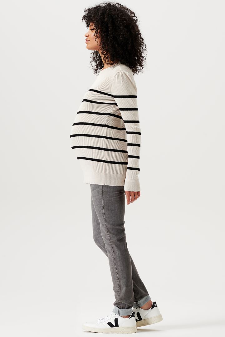 Maternity Jumper with Stripes cream