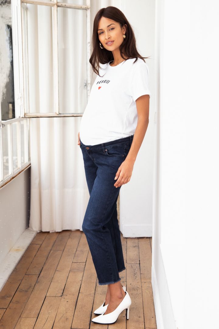 Ankle Maternity Jeans with Detachable Belly Band