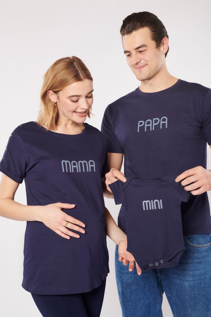 PAPA & MINI Organic Partnerlook T-Shirt & Onesie Set navy