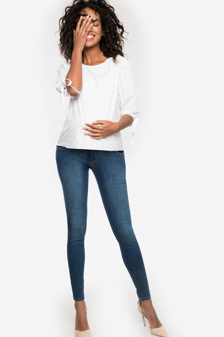 Slim Fit Underbump Maternity Jeans with Inset Panel denim