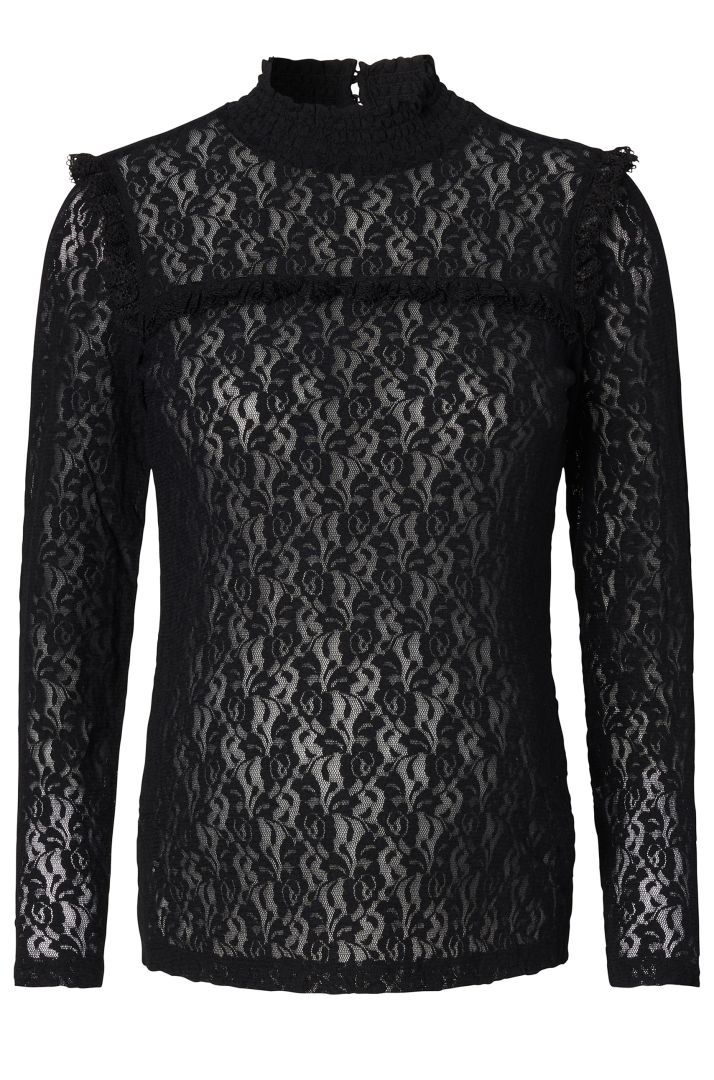 Lace Maternity Blouse with Stand-up Collar
