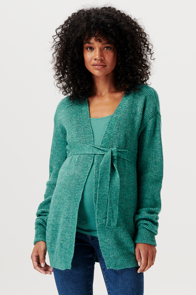 Eco Maternity Cardigan with Tie Belt green