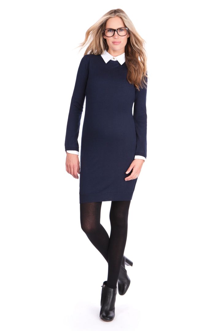 Knitted Maternity Dress with Collar