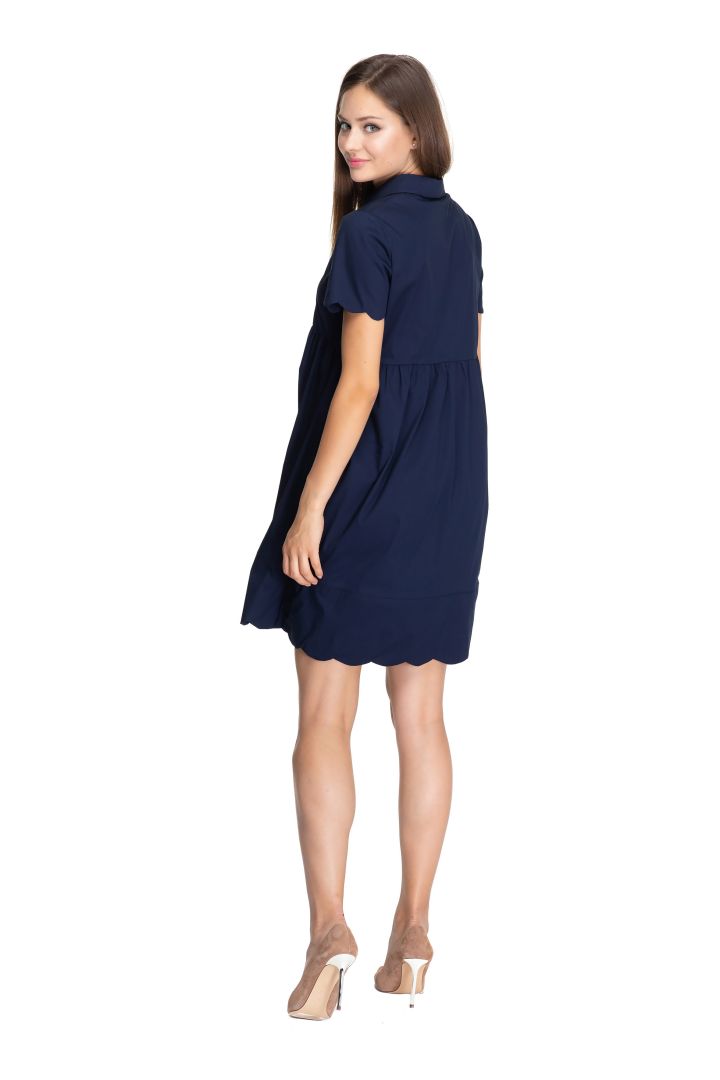 Maternity and Nursing Dress with Shell Tuc Hem dark blue