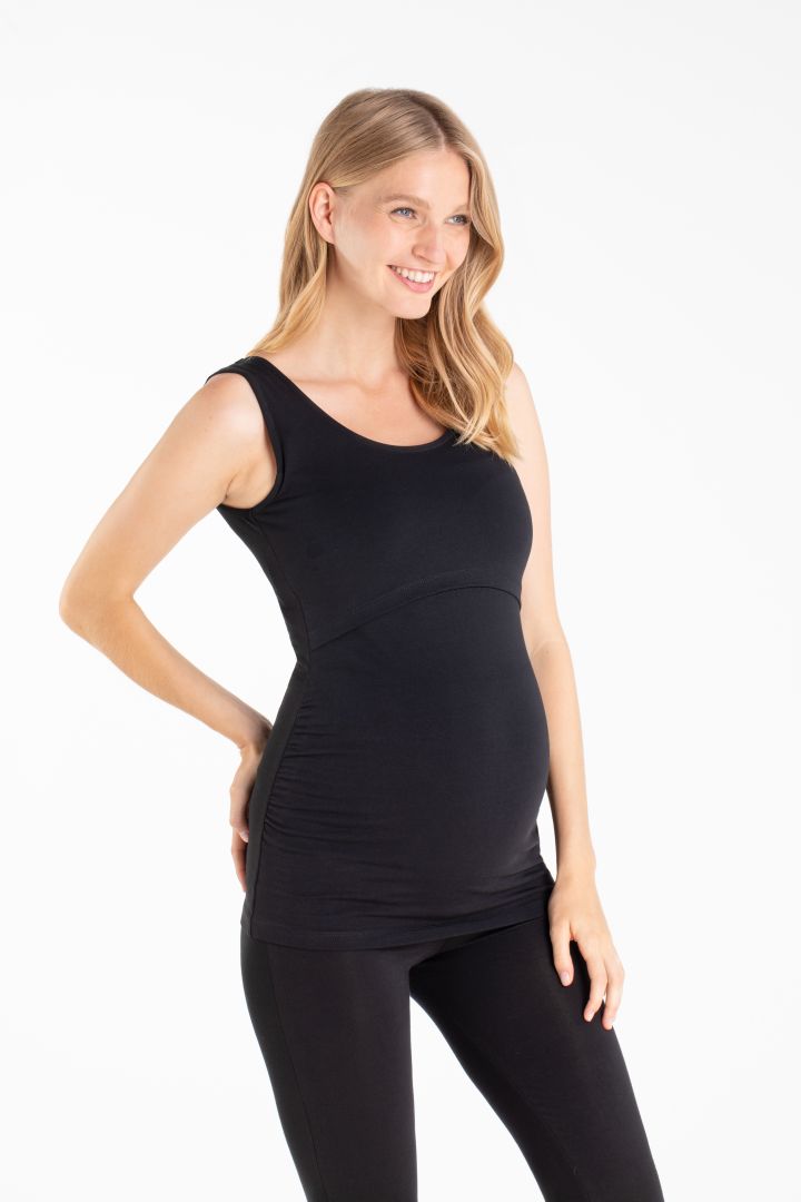 Double pack organic maternity and nursing tops grey/black