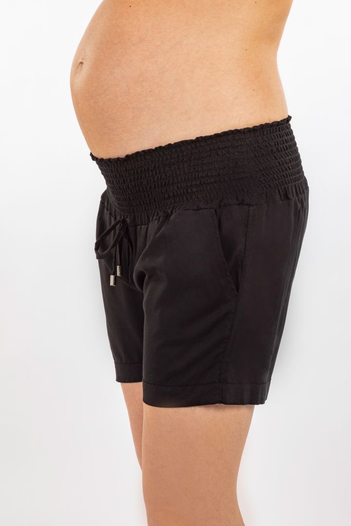 Casual Maternity Shorts with Smocked Waistband black
