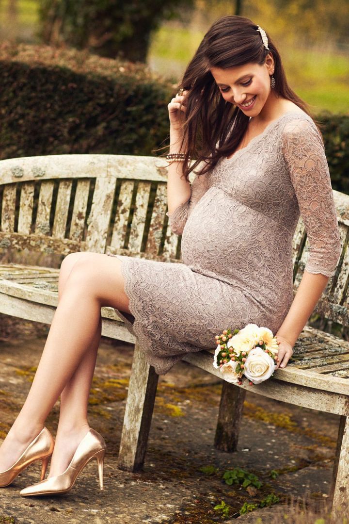 Lace Maternity Dress with 3/4 Length Sleeves