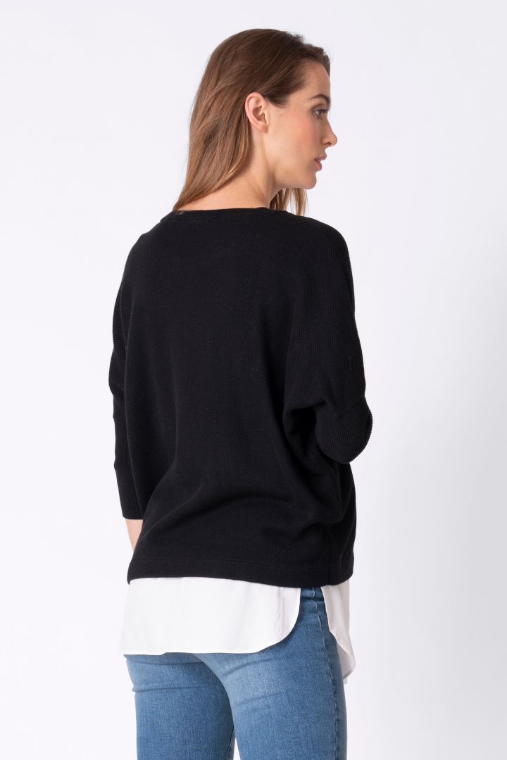 Maternity and Nursing Sweater with Detachable Blouse black
