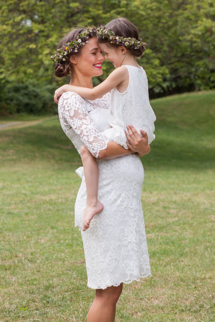 Lace Maternity Wedding Dress with Sash