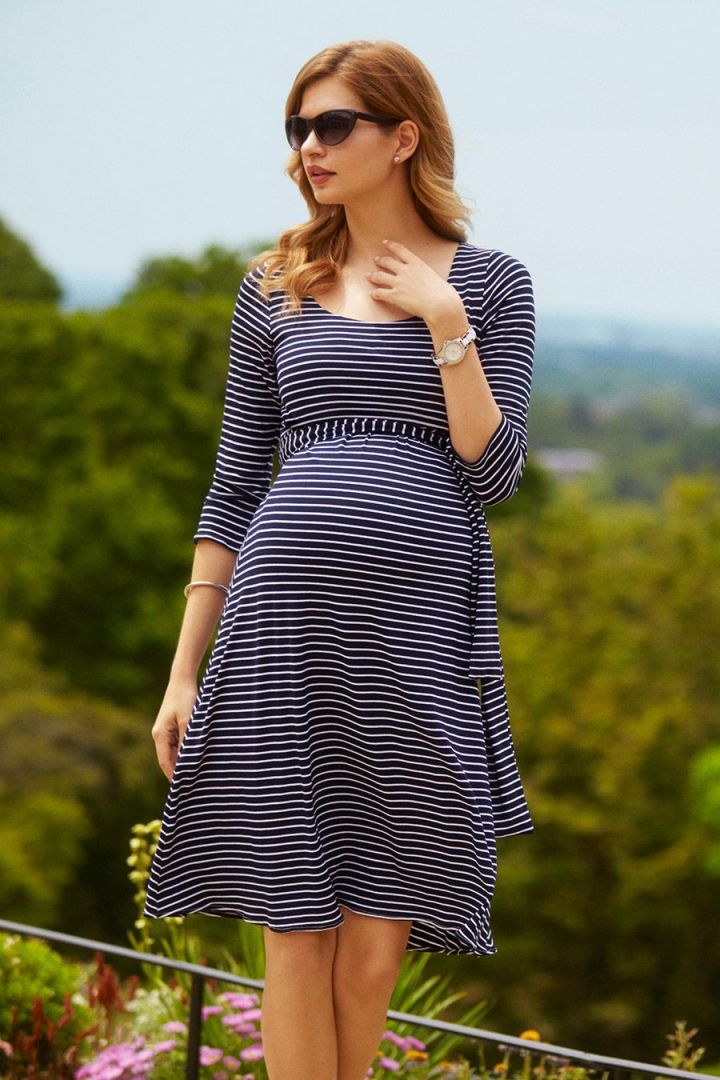 Maternity and Nursing Dress striped