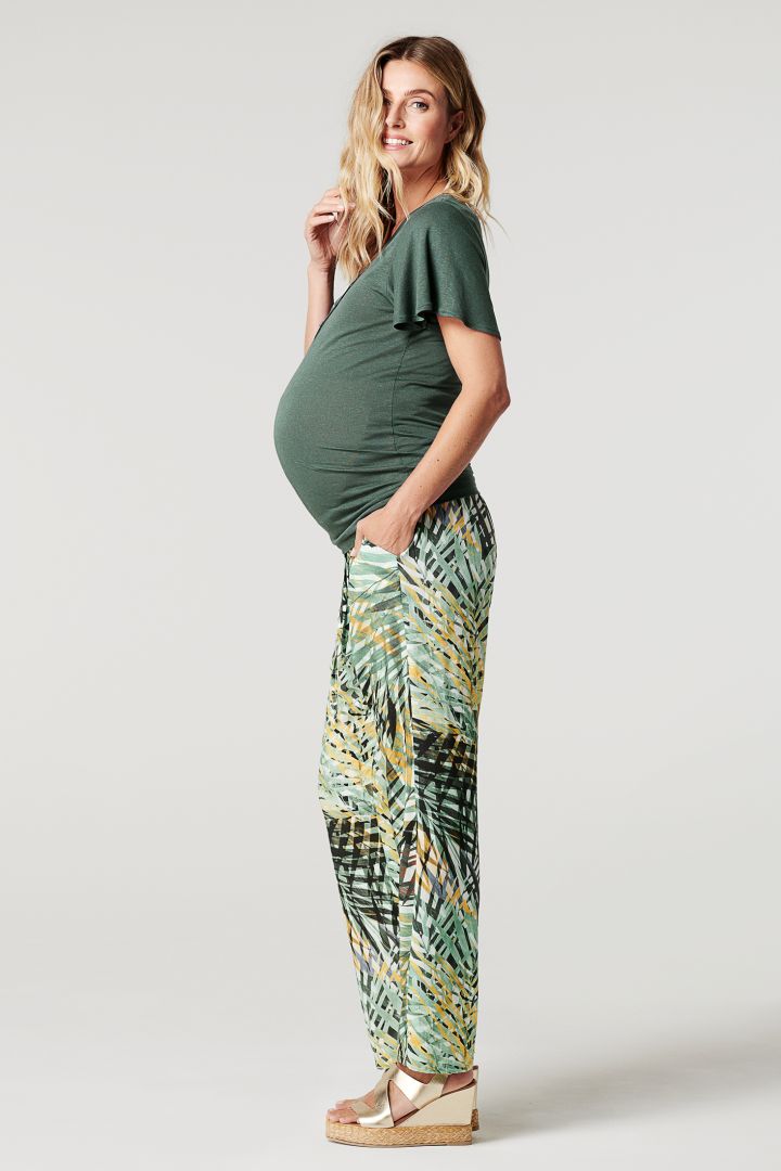 Ecovero Maternity Trousers with Palm Tree Print